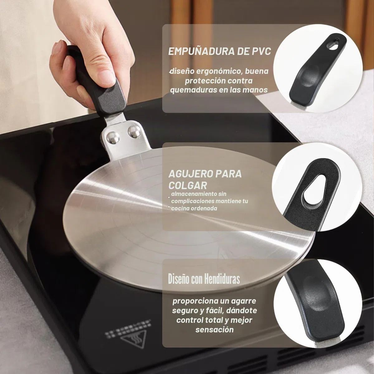 Adaptador de Placa de Inducción de 20 cm para Cafeteras y Utensilios de Cocina - Disco de Difusión de Calor de Acero Inoxidable para Uso en Placas de Inducción