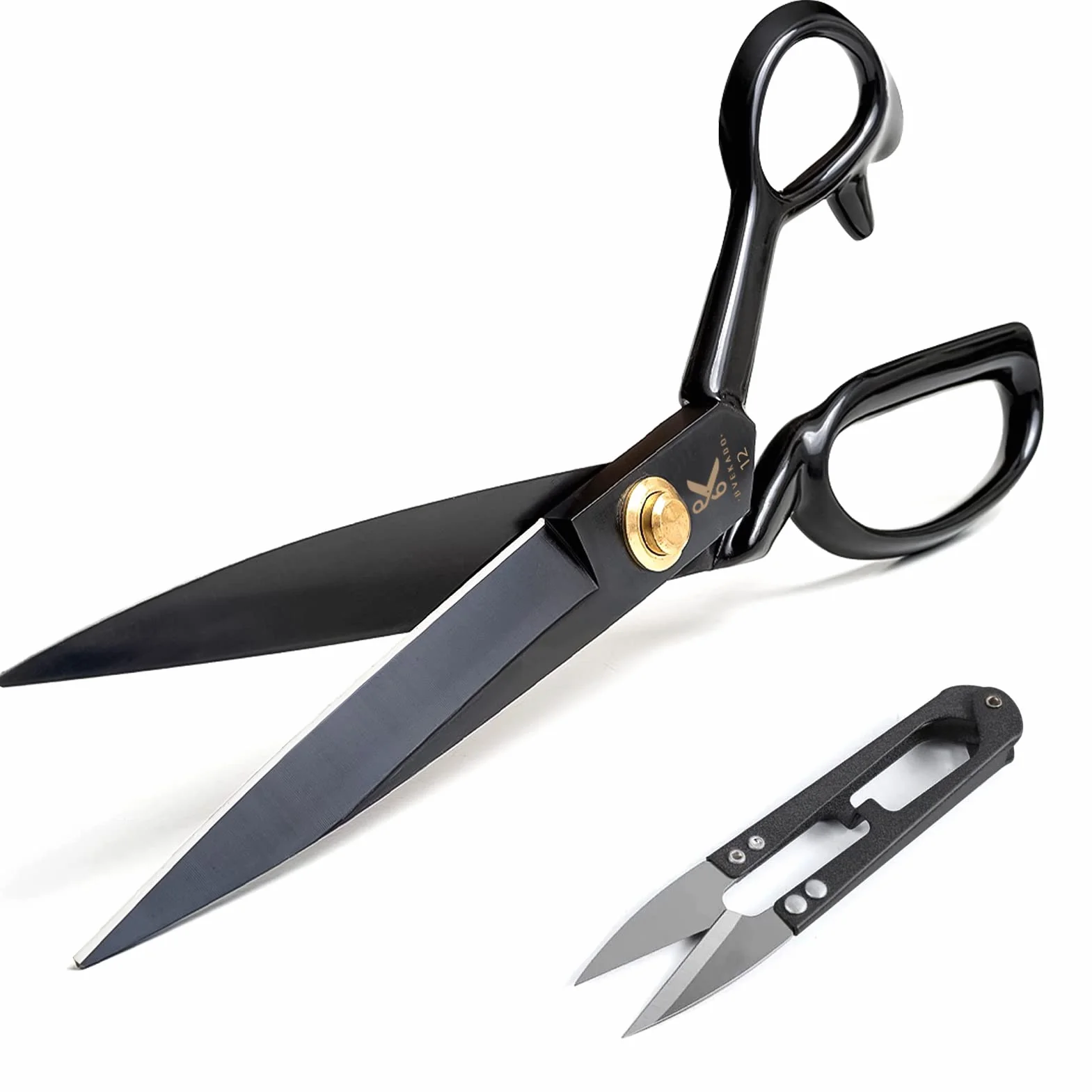 Tijeras profesionales de sastrería - 30,5 cm (12 pulgadas) de alta resistencia, acero de alto carbono, afiladas, para tela, ropa, cuero, materias primas (negro)