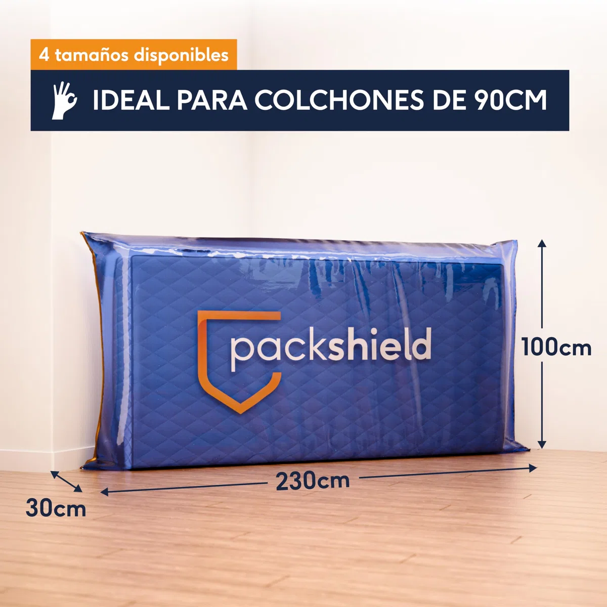 Funda Protectora de Plástico para Colchón 90x200 cm - con Cremallera - Bolsa resistante para Mudanza, Almacenamiento y Transporte - Impermeable, Antichinches, Grosor 30 cm