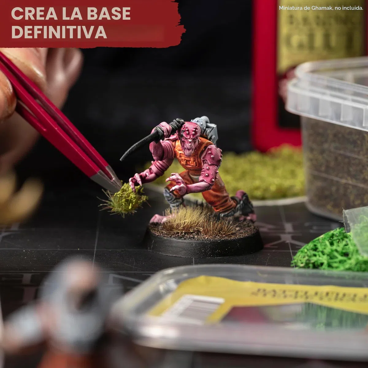 The Army Painter Battlefields Basing Set, 50ml Pegamento Miniaturas Pva, 35 Mechones Verdes, 1 Caja De Musgo, Campo De Batalla Marrón, Maleza De Verano Y Rocas De Batalla Para Warhammer 40k