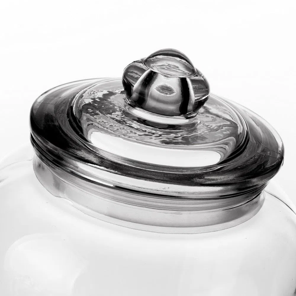 LOLAhome - Juego de 3 botes bombonera de cristal transparente con tapa hermética para alimentos. 3 tamaños para organizar la cocina o decorar el salón conservando productos con estilo