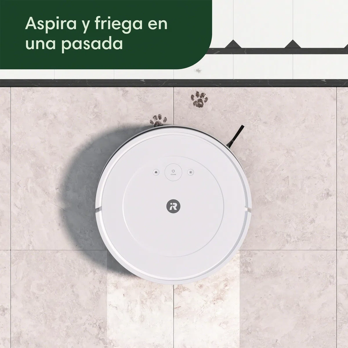 iRobot Roomba Combo Essential, Robot Aspirador y friegasuelos, Potente aspiración y fregado, 4 Fases de Limpieza, 3 Niveles de aspiración, controlable vía App o Voz