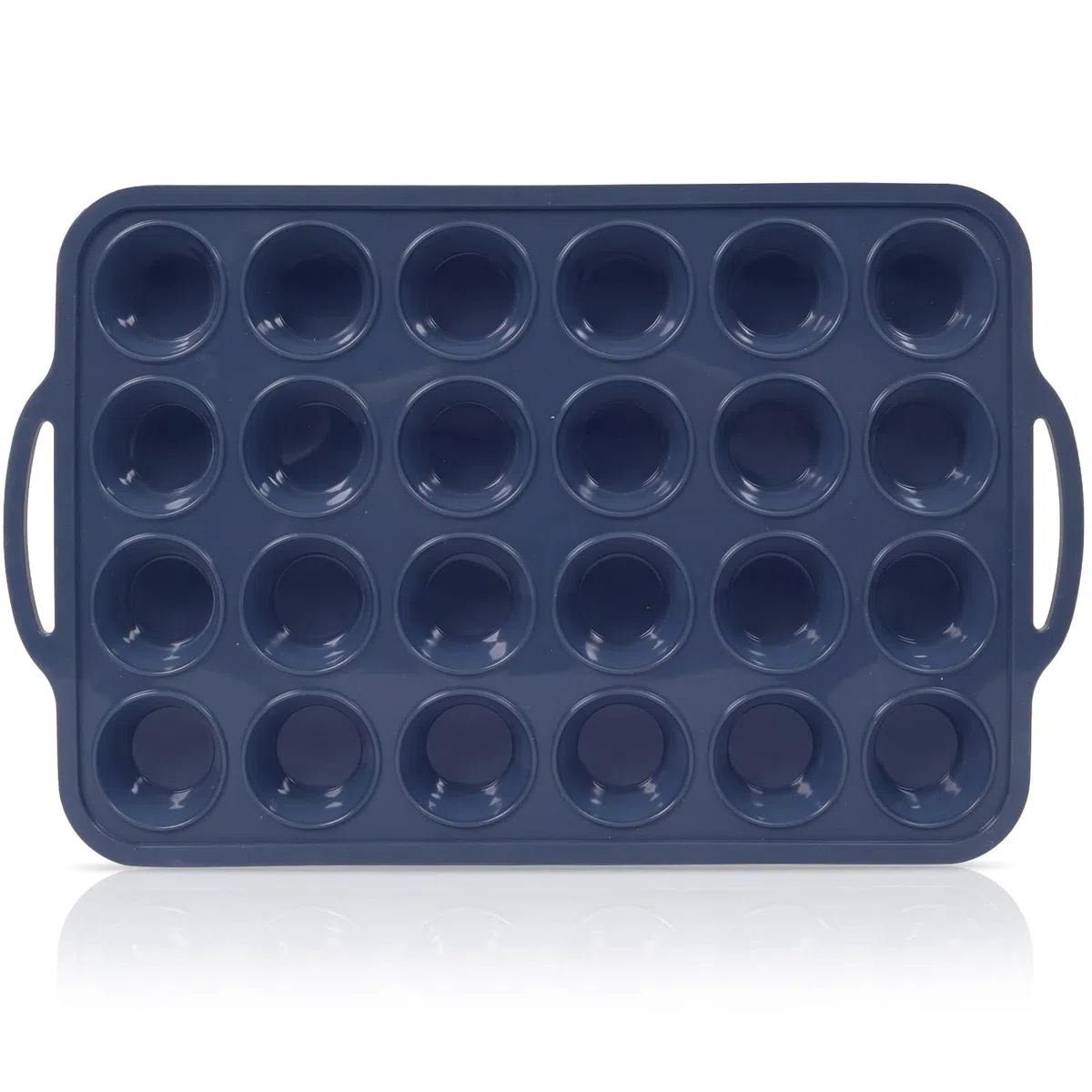 SUPER KITCHEN Pack 2 Moldes Magdalenas 24 Huecos, Silicona con Asas, Estructura Metálica Estable, Fácil Limpieza, Libre de BPA, Cupcake, Brownie, Gris