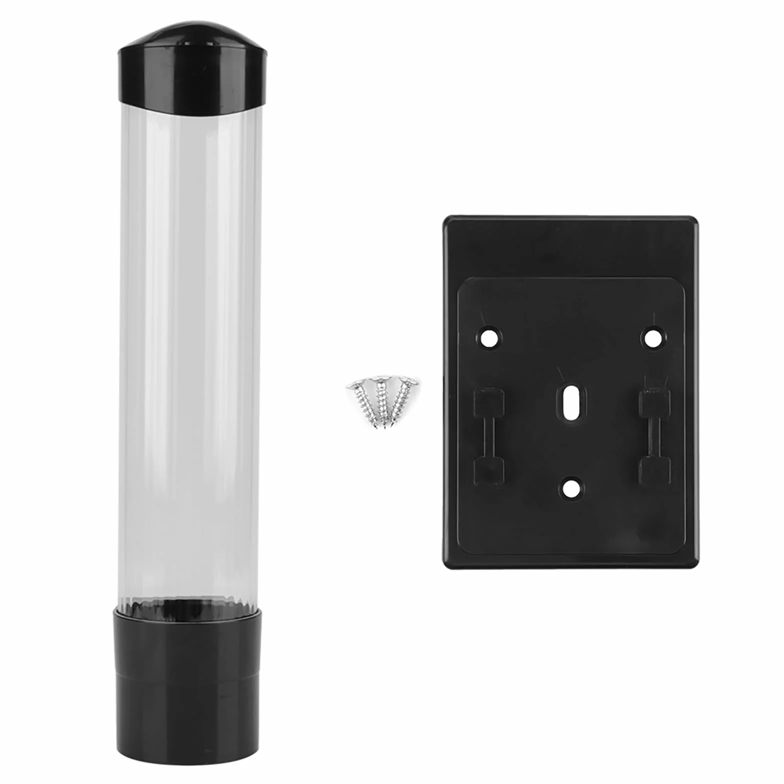 YUYTE de Vasos Cono Dispensador de Vasos de Plástico de 60 a 80 Tazas con Botón y Tapa de un Toque, Fácil Instalación para Uso Doméstico y de Oficina (Black)