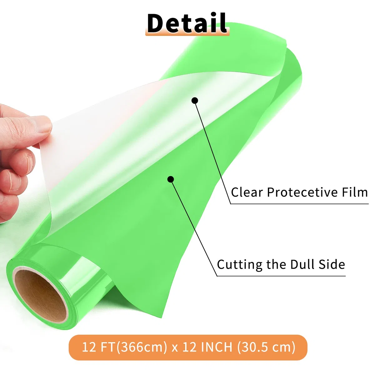 IModeur 12 Ft vinilo Verde - 30,5 x 366 cm vinilo Verde para Cricut Maker, Silhouette Cameo, vinilo textil termoadhesivo para ropa, gorras, pantalones, otros tejidos