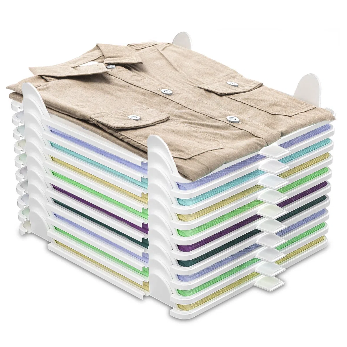 Organizador Camisetas Armario, 10PCS Organizador De Camisetas, OrganizadorCamisetas, Organizador Armario, Ropero Apilable Para Adultos Y Niños Para Ropa Cocina Dormitorio Baño（blanco）