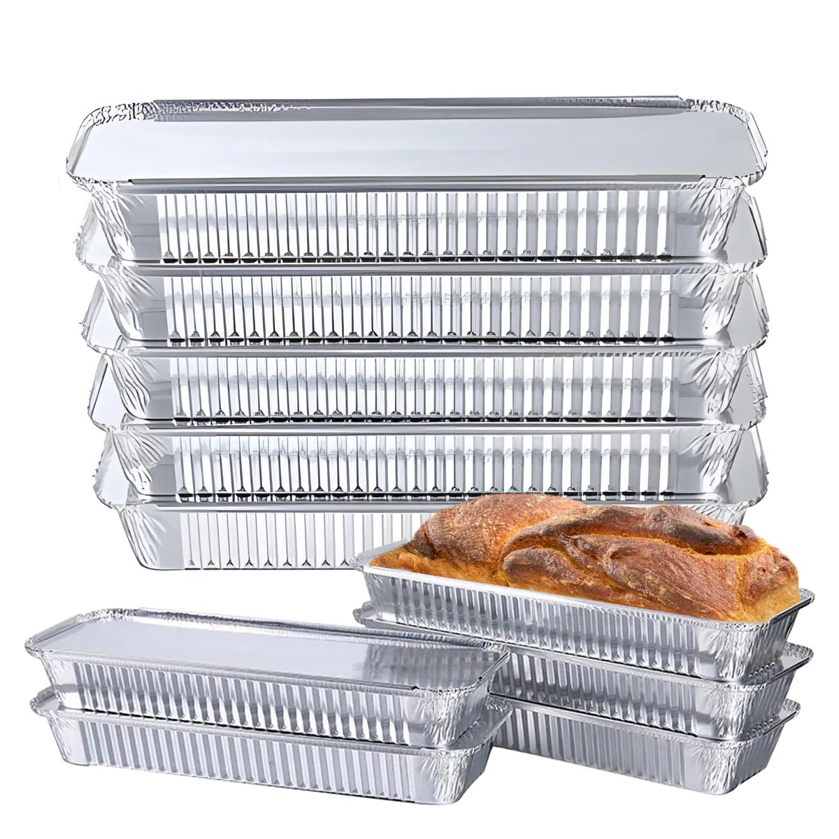 20 Piezas Bandejas para Hornear de Papel de Aluminio,35x12x 5.3cm/1350MLBandejas Desechables para Asar Apto Bandejas de aluminio con tapa,paraServir Comida en Fiestas Horno y Congelador Coci