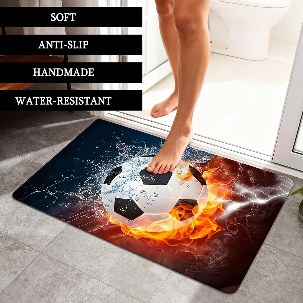 Alfombra de fútbol,80 x 120 cm Niños Habitacion Alfombra de Sala de Estar, Colchoneta de Puerta Antideslizante para Puerta Interior