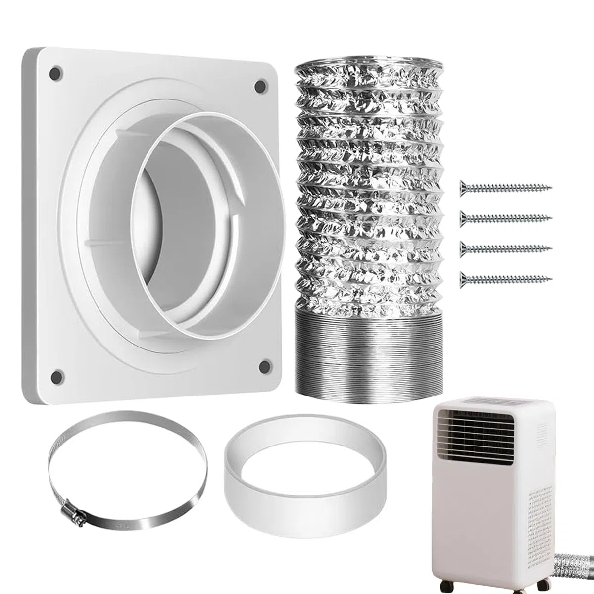 Kit de ventilación portátil para aire acondicionado | Accesorio de manguera de escape para aire acondicionado móvil – Adaptador de longitud ajustable para ventilación de refrigeración de hogar