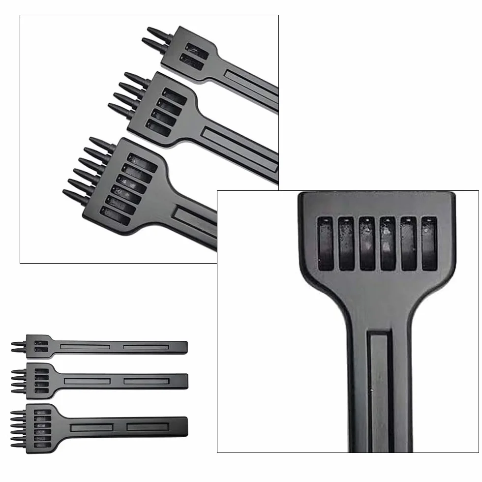 3 Piezas Perforadora de Cuero, Perforadoras Herramientas Artesanales, Herramientas Perforación Dientes Cuero, Profesional, DIY, Metal, 2/4/6 Diente, para Cinturón, Cuero, Tarjeta, Caucho (4 MM)
