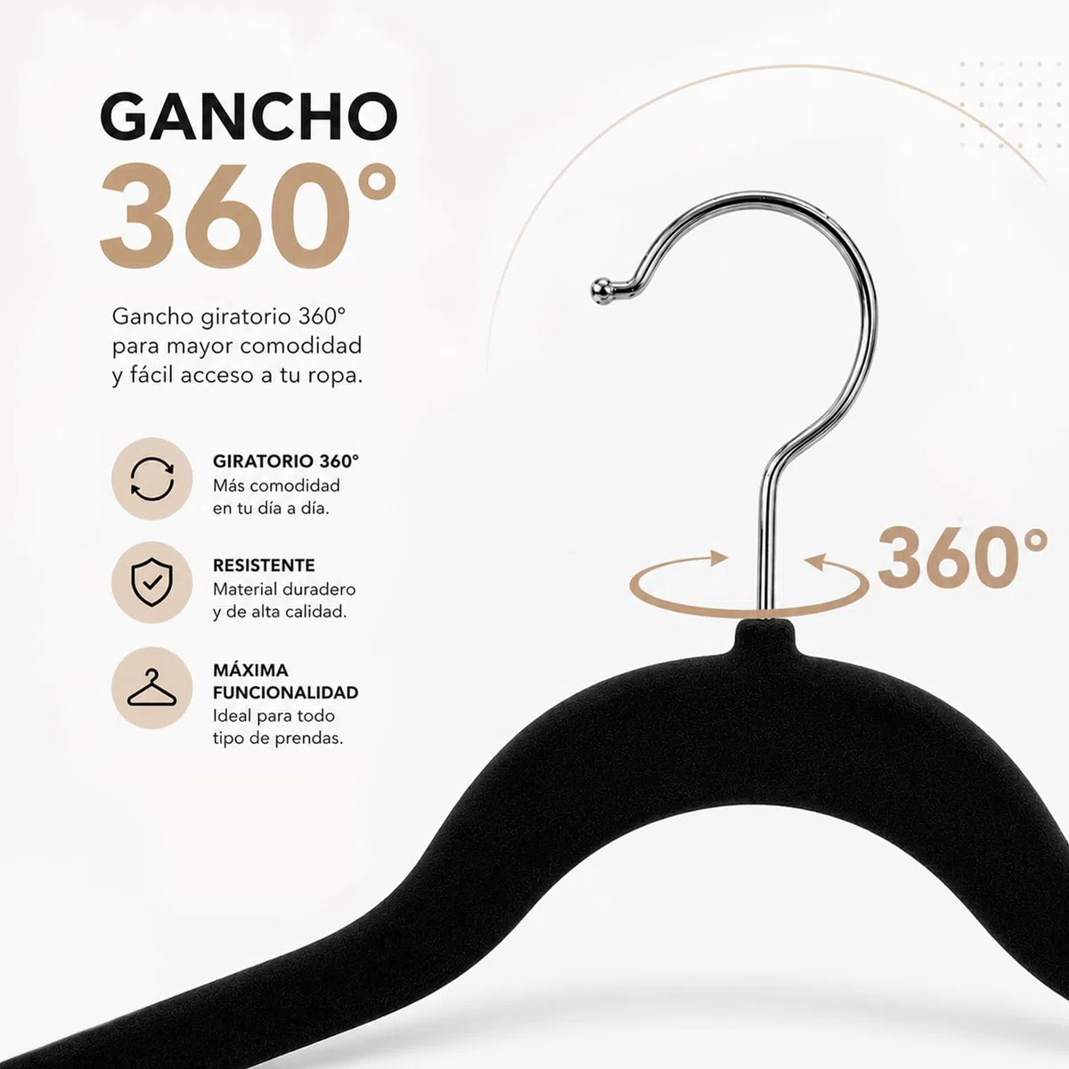 MERCURY TEXTIL- Perchas de Terciopelo Antideslizantes con Ranura y Barra para Pantalones, Perchas Finas con Gancho Giratorio 360, Resistente y Ergonómica (Negro, 30 Unidades)