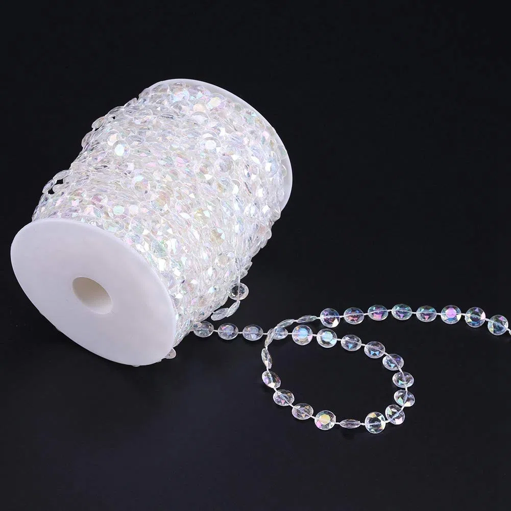 Tyenaza Guirnalda de Cuentas de Cristal en Rollo, Cortina de Cuentas de Acrílico, Hebras Decorativas para Bodas, Fiestas, Celebraciones y Decoración de Árboles, 30 m (2#)