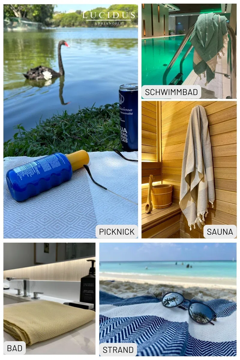 LUCIDUS Toalla Turca de Playa XXL (100x200 cm) - 100% Algodón Peshtemal Fouta - Toalla Hammam Grande de Secado Rápido, Ligera y Sin Arena para Baño, Sauna y Yoga (Beige Natural)