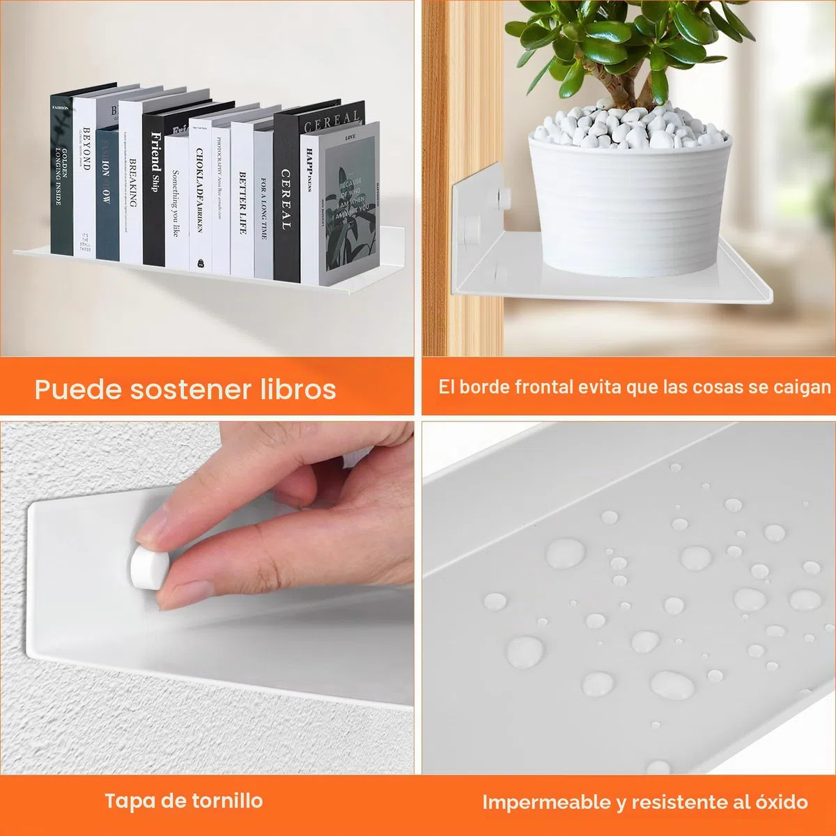YUET 2 Piezas Estanterias de Pared, Aluminio 30cm Blanco, Estante Pared Montados en la Pared, Estantes para Ducha, Estantes flotantes de Pared, Baño, Cocina, Sala de Estar, Oficina, Salón