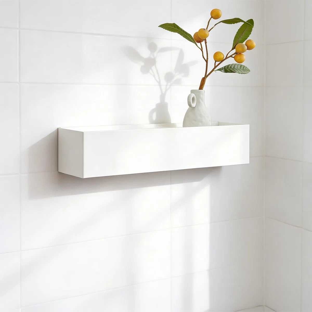 HASLED Colgador de Llaves para Pared con Estante y 5 Ganchos, Cuelga Llaves Pared de Metal y Madera, Organizador de Llaves Blanco, 30 x 7,5 x 6 cm, para Entrada, Pasillo, Salón