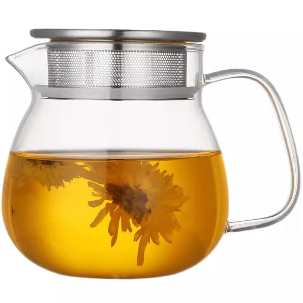 Tetera de cristal con tapa con colador de acero inoxidable, 500 ml
