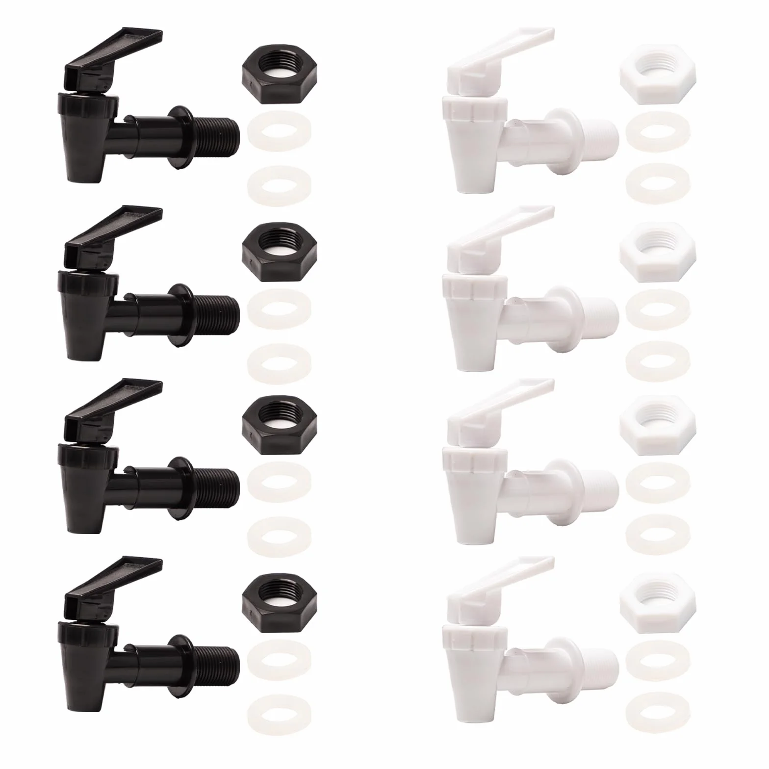 8 Piezas Grifo Dispensador Grifo de Barril Grifos Fuente de Agua de Plástico de Bebidas Reutilizable Recipiente de Agua Grifo de Bebida para Cerveza, Jugo de Frutas (Blanco y Negro)