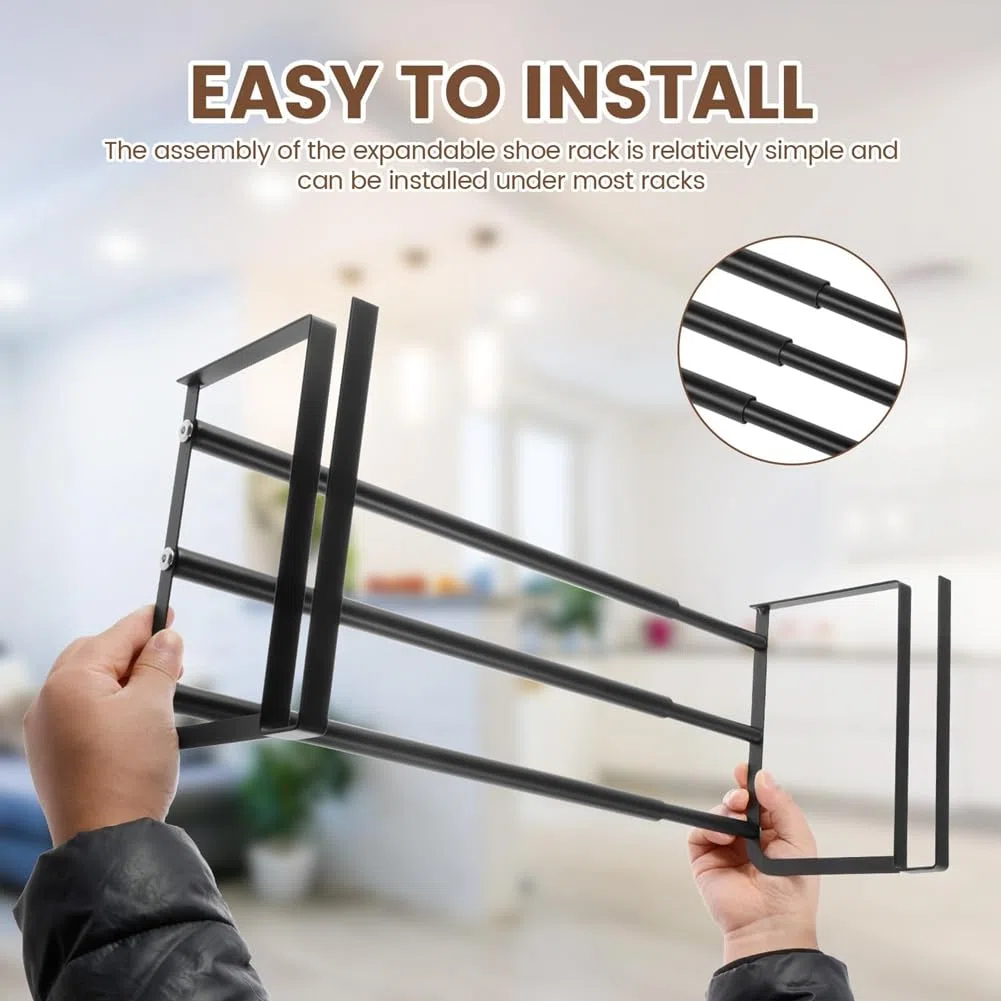 Zapatero Colgante Extensible, Zapatero Retráctil, Organizador para Colgar Debajo del Estante, Soporte Ajustable B