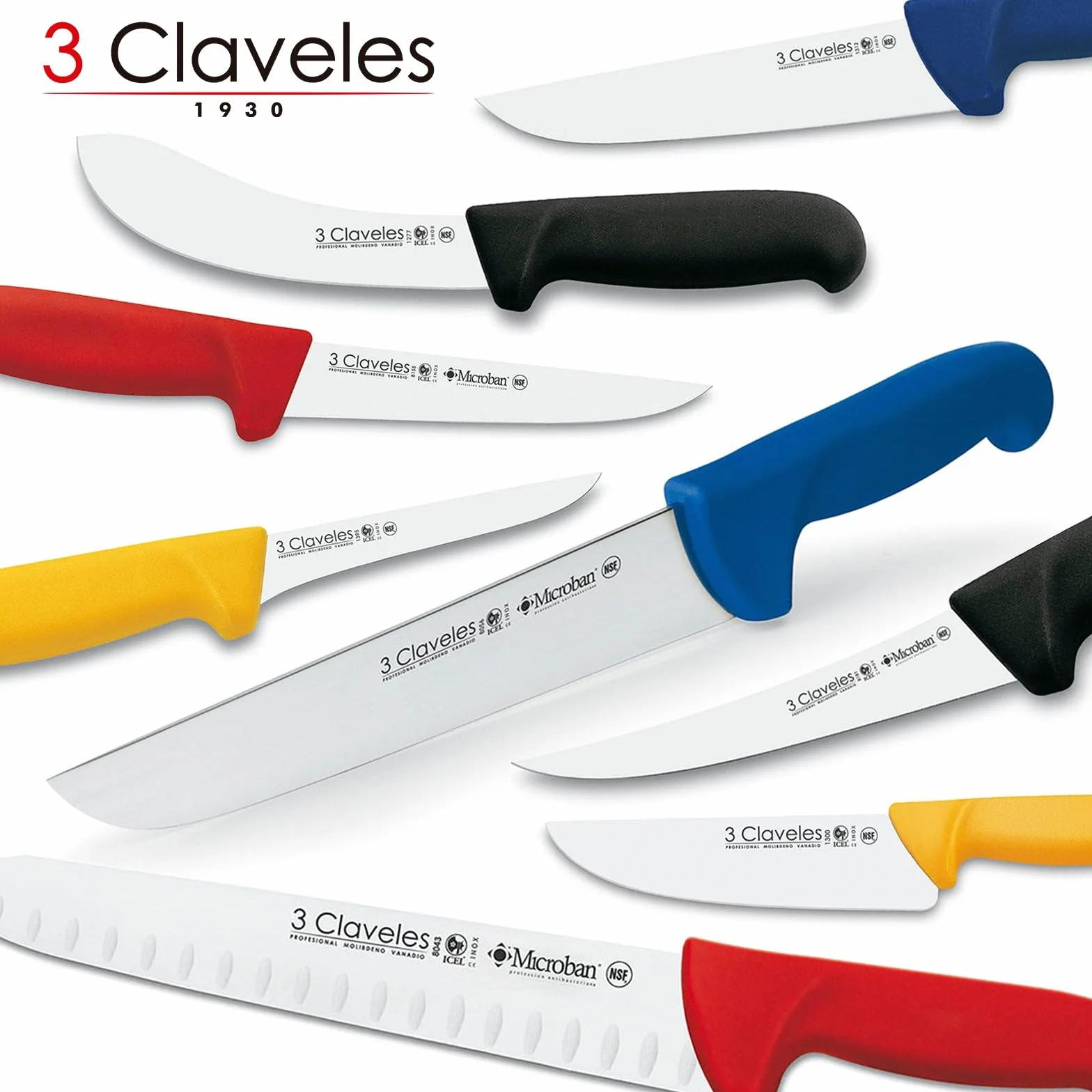 3 CLAVELES 8184 Cuchillo deshuesar semi-flexible curvo Proflex acero inoxidable amarillo 13 cm