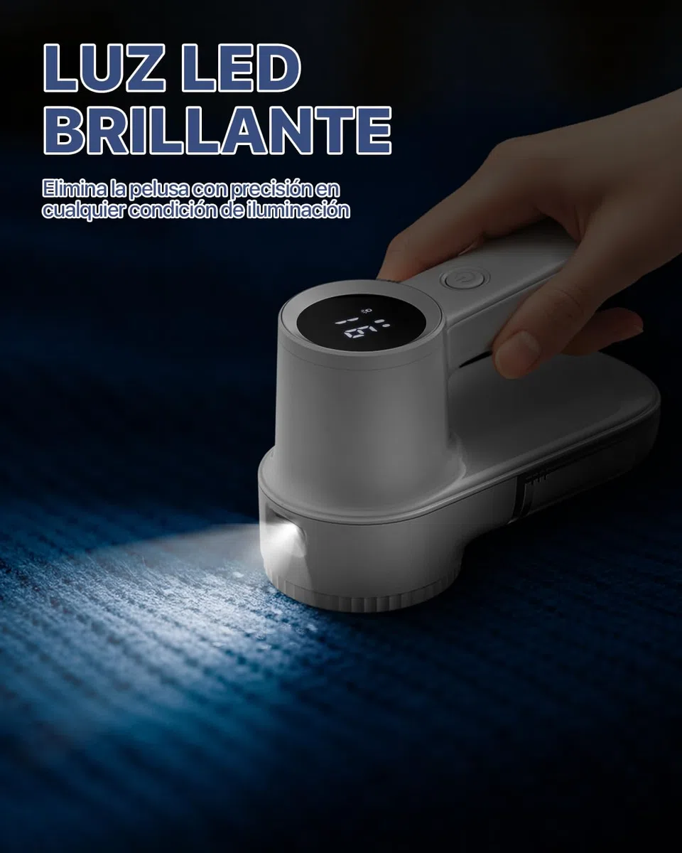 Quitapelusas Electrico, [2000mAh Recargable] [Pantalla de Iluminación] Homtronics Quita Pelusas con 4 Cuchillas, 3 Velocidades, Pantalla LCD, Eficiente Quita Bolas Ropa para Ropa y Muebles (Blanco)