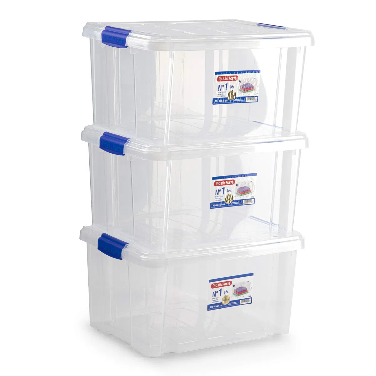 Plastic Forte Pack 3 Caja Nº 1 Pack 3 Cajas, 16 litros