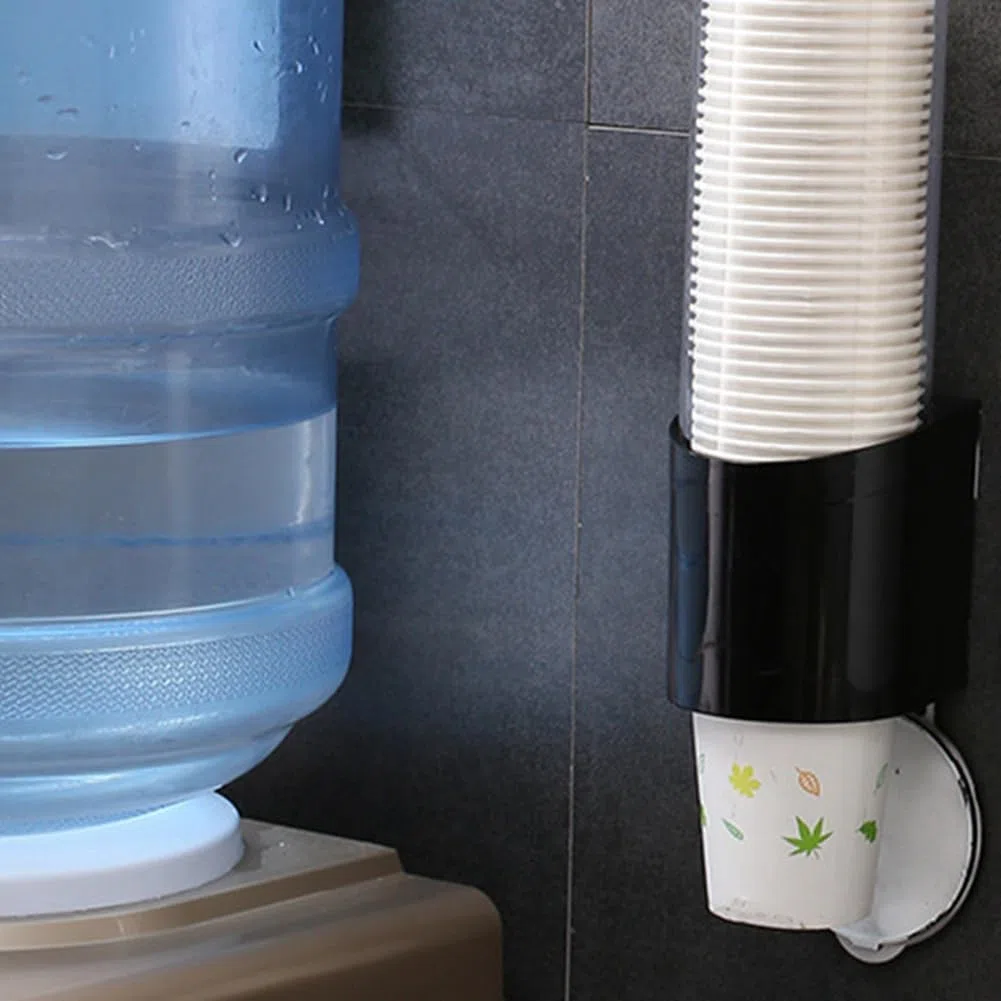 1 soporte desechable para vasos de pared, organizador de papel negro o plástico