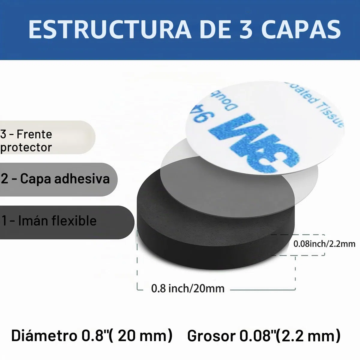 Imanes Pegatinas Redondos con Soporte Adhesivo Imanes Pegatinas de Puntos con Fácil Despegar y Pegar en Pegatinas Magnéticas para Nevera - Imanes Pegatinas Cinta, Pegatinas y Tira (Pack de 100)
