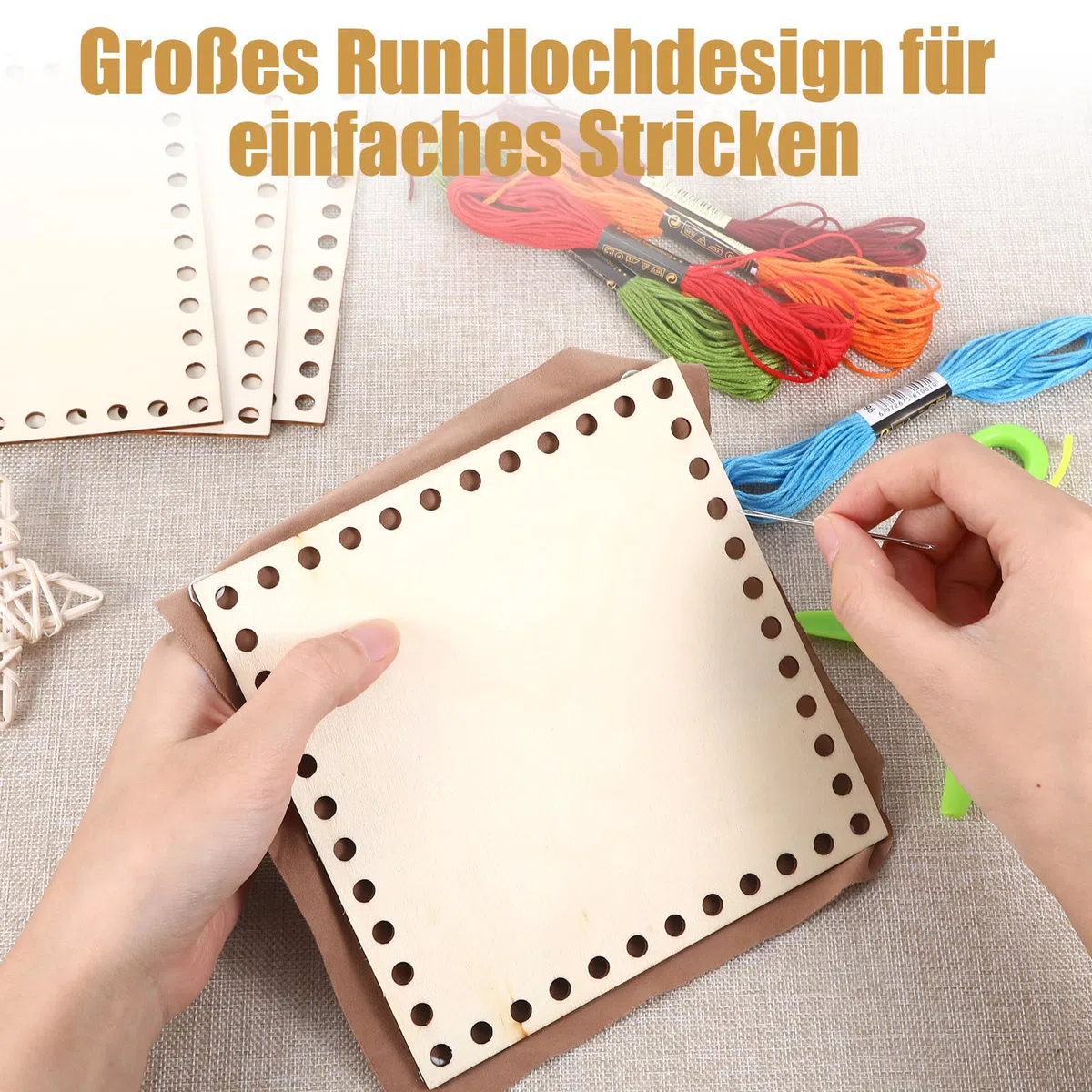 Qiimenguer 6 bases de mimbre para ganchillo, sólidas y duraderas, base de madera para cesta de ganchillo, se puede utilizar para tejer bolsos de mano, cestas de almacenamiento (cuadrado)