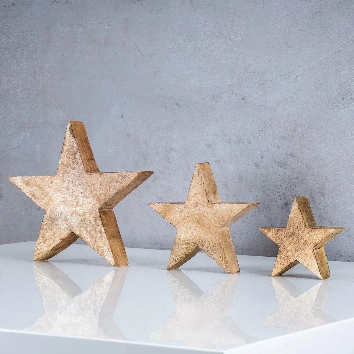 levandeo Estrella Estrella de Madera Mango 14cm Madera de Mango Marrón Natural Decoración Decoración de Mesa Decoración de Madera Pieza Única