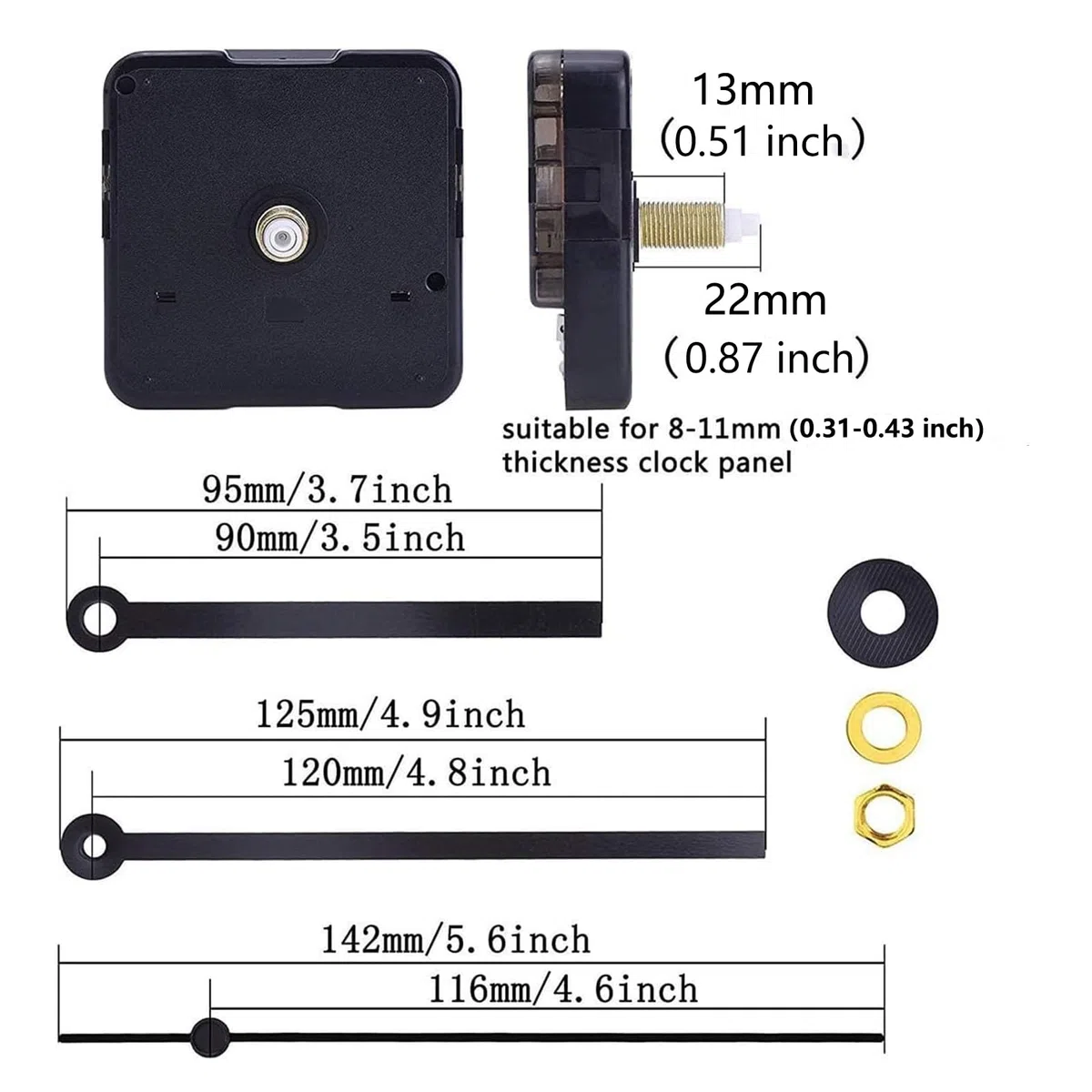 2 Mecanismos de Movimiento de Relojes, Silencioso Movimiento de Reloj de Pared de Cuarzo, para Piezas de Repuesto de Bricolaje (22mm/0,87 Pulgadas)