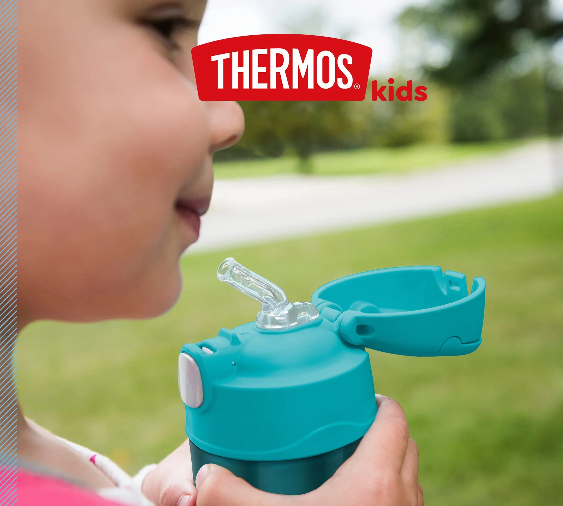 THERMOS Kids Funtainer Straw Bottle 0,35 l, termo para niños de acero inoxidable, con pajita, frío 12 horas, absolutamente hermético, para escuela, guardería, pausa