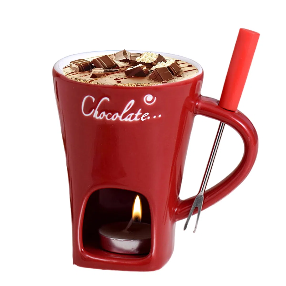 Genérico Taza De Fondue De Chocolate | Copa De Fusión De Chocolate De 200 Ml | Chocolates De Cerámica Fondue Set con Horquilla Y Vela | Copas De Fusión A Fuego Lento para Chocolates Queso Y Postres