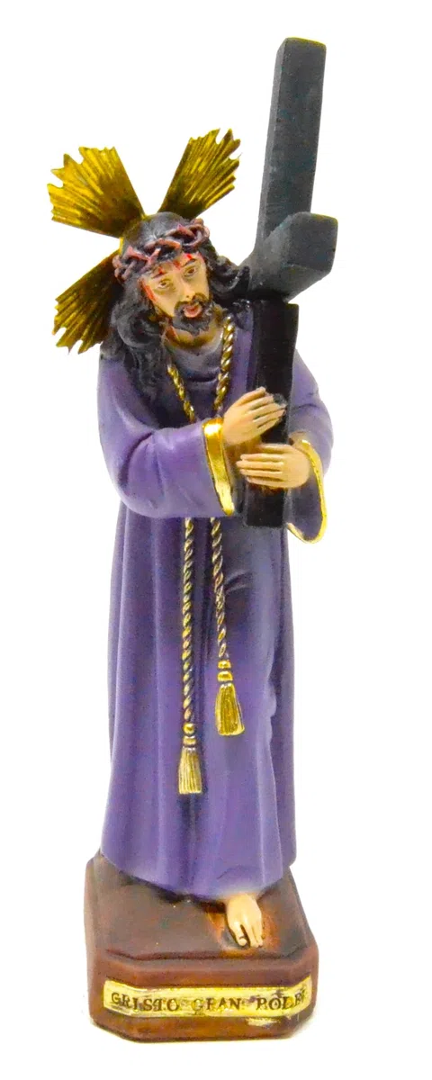 Genérico Cristo Gran Poder, 19 cm. Jesús Cargando su Cruz. Estatua Religiosa de Dios. 100844