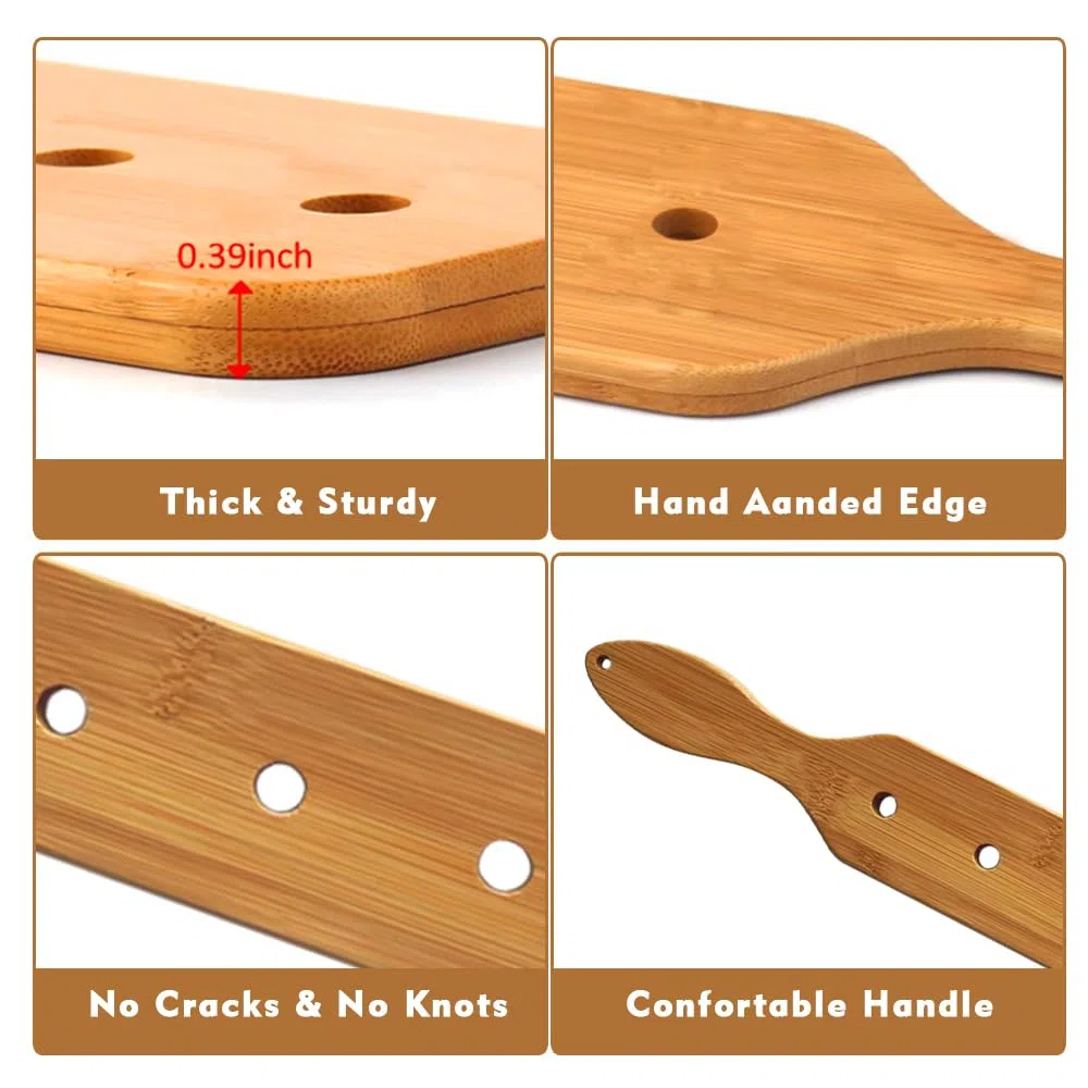 35.5cm Remo de Bambú Ligero Duradero Liso con Orificios de Flujo de Aire Remo de Madera Sin Acabado