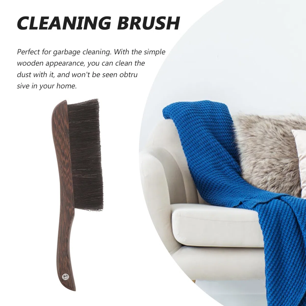 Cabilock Cepillo de Mano Multifuncional para Limpieza de Polvo Cerdas Suaves de Cabello de Caballo y Mango de Madera Adecuado para Coche y Teclado