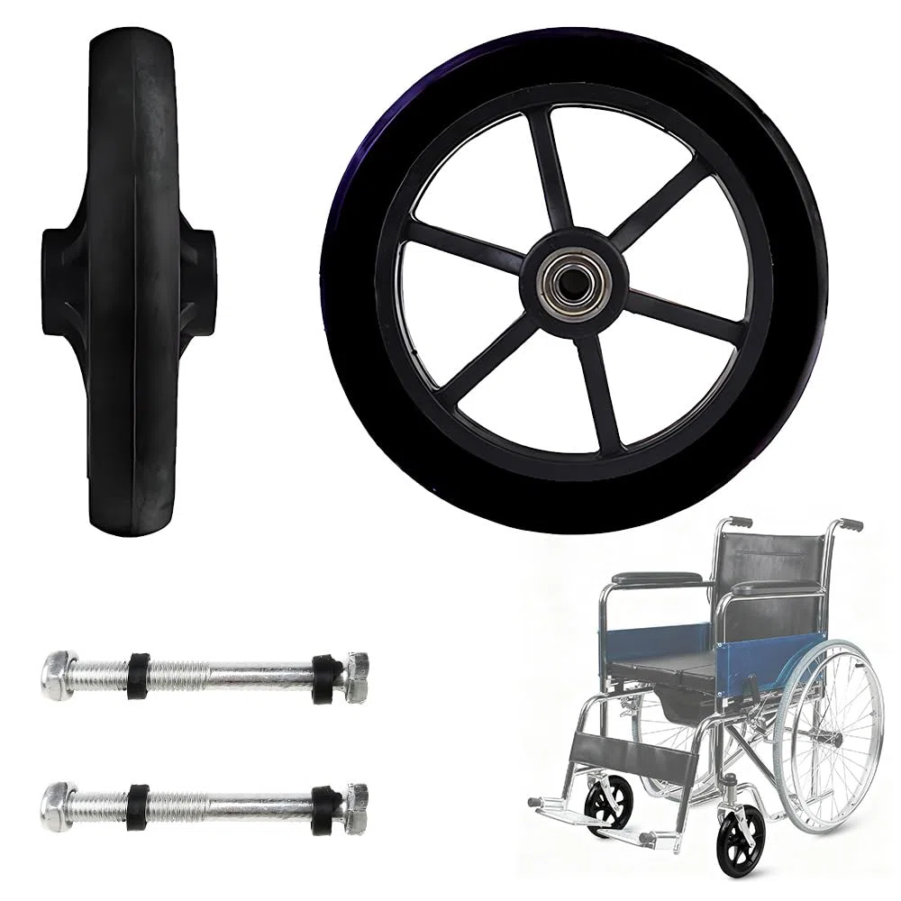 2 Unidades Ruedas de silla de Ruedas Delanteras, Ruedas Delanteras para Silla de Ruedas, Ruedas para Silla de Ruedas, Accesorios de Rueda Trasera para Sillas de Ruedas Manuales (Ø150 mm Negro)