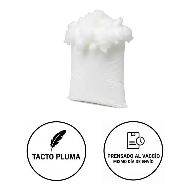 Genérico MARCAVI | Relleno de Microfibra de 2Kg para Cojines, Peluches y Manualidades con Interior Mullido – Relleno Fibra Hueca Siliconada Tacto Pluma, Esponjoso y Suave