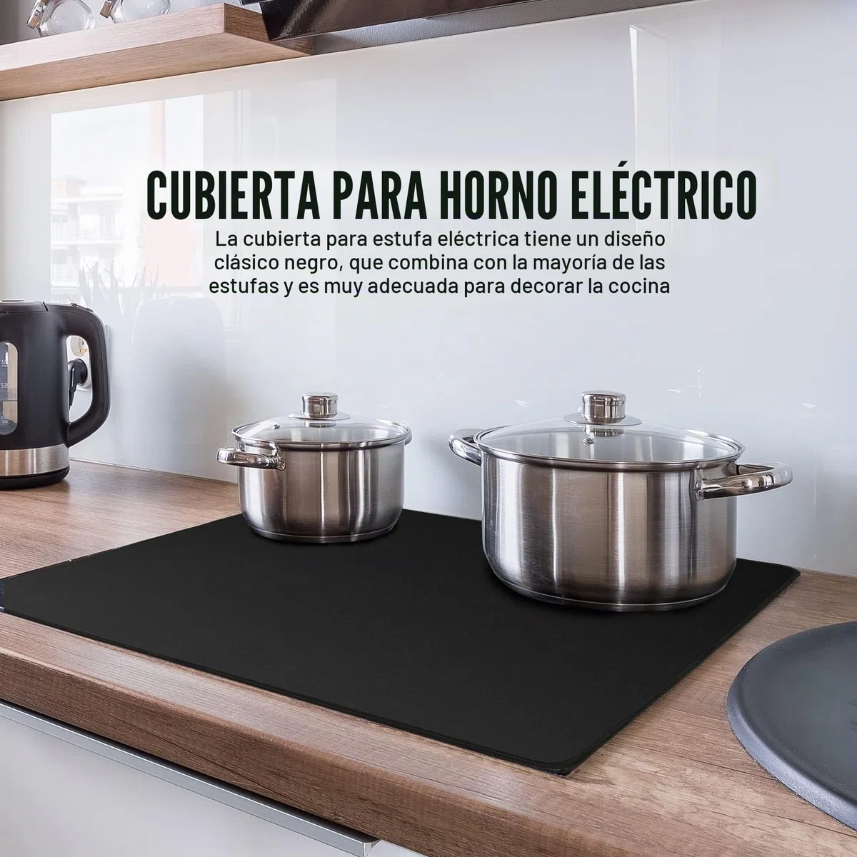 Alfombra para Placas de Inducción 61.5x53 cm, Cubre Placa de Cocina de Inducción, Cubierta de Mesa de Cocción Eléctrica, Alfombra de Protección para Estufa de Cristal con Revestimiento Antideslizante