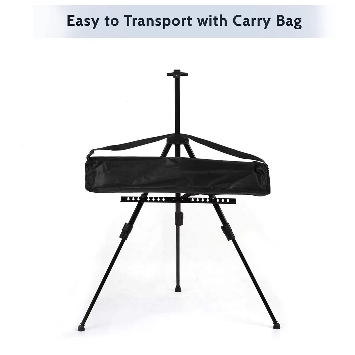 Caballete de aluminio de altura regulable de 60 a 162 cm, estable y ultraligero, caballete de mesa plegable y de campo con bolsa de transporte, multifuncional para color, póster (negro)