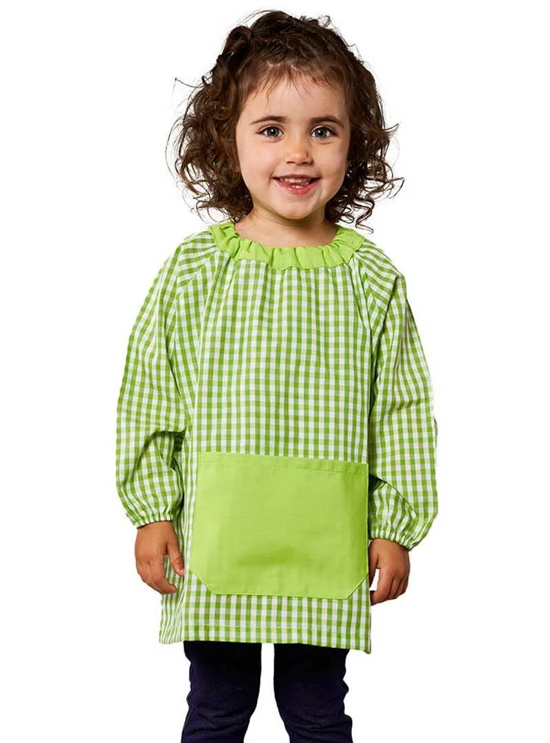 PONCHO - Babi poncho sin botones guardería. Bata escolar cómoda de vestir perfecta para comedores y colegios. bebé-niños color: VERDE talla: 1