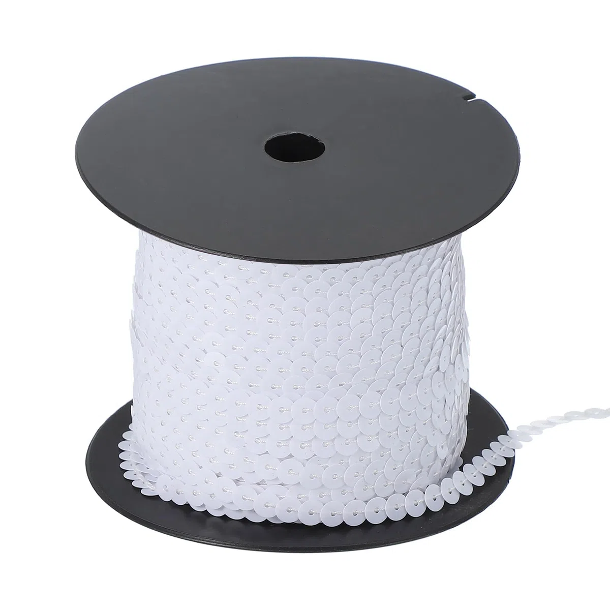 QUARKZMAN Cinta De Lentejuelas Planas De 100 Yardas, Rollo De Cinta De Lentejuelas De 6 Mm, Tira De Lentejuelas Planas Para Accesorios De Costura, Manualidades Y Decoración, Blanco