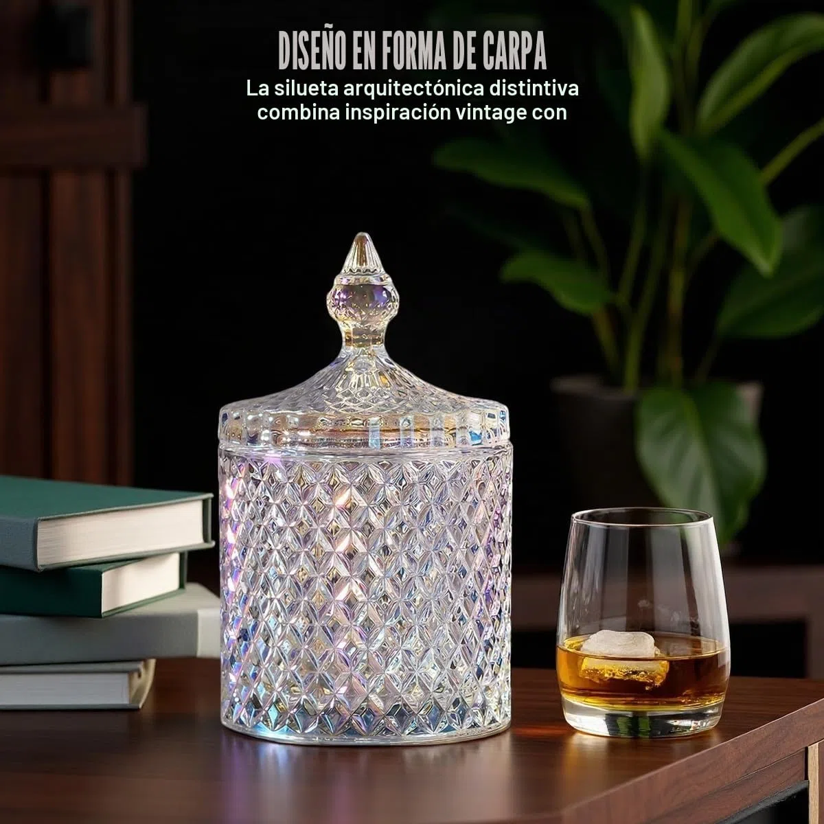 Erioctry - Tarro de cristal hermoso de 300 ml/10 oz con tapa, caja de caramelos de color para boda, azucarera, barril para galletas, caja decorativa para joyas