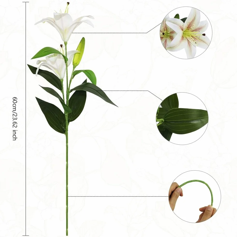Olrla Lirio Artificial de 60 cm de Largo, 8 Cabezas de Flores florecientes 4 capullos Flores de Lirio de Tigre Falsas para decoración de Boda, hogar, Hotel, Oficina (champán Degradado)