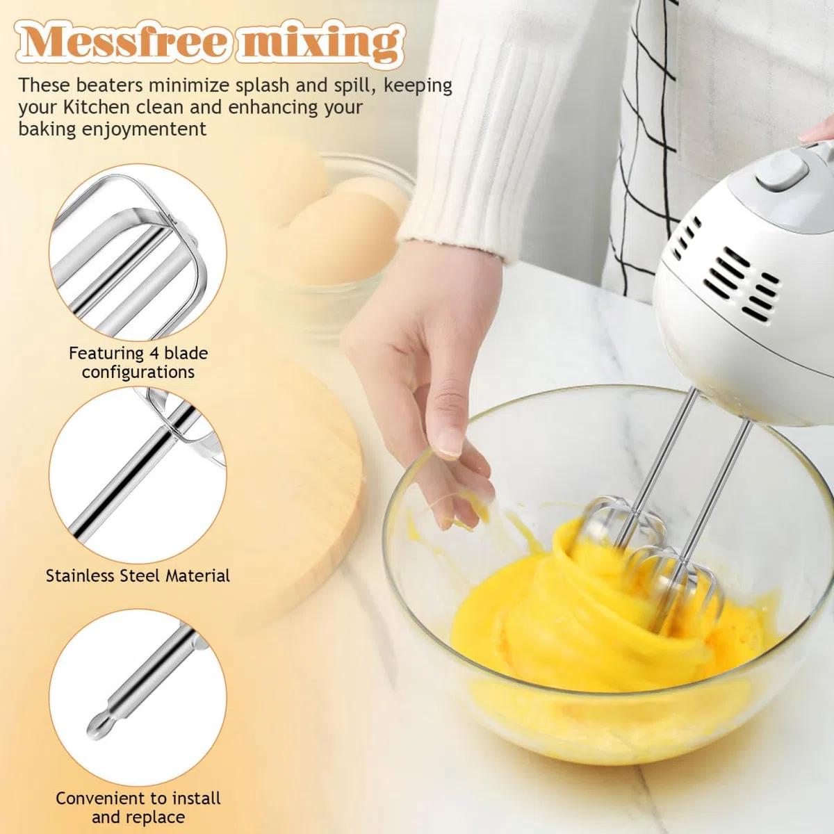 Accesorios Batidores para Batidora De Mano De Acero Inoxidable 304 Varillas Repuesto Compatibles con Taladros Eléctricos 4 Hojas para Batir Huevos Y Masa En Cocina Y Repostería