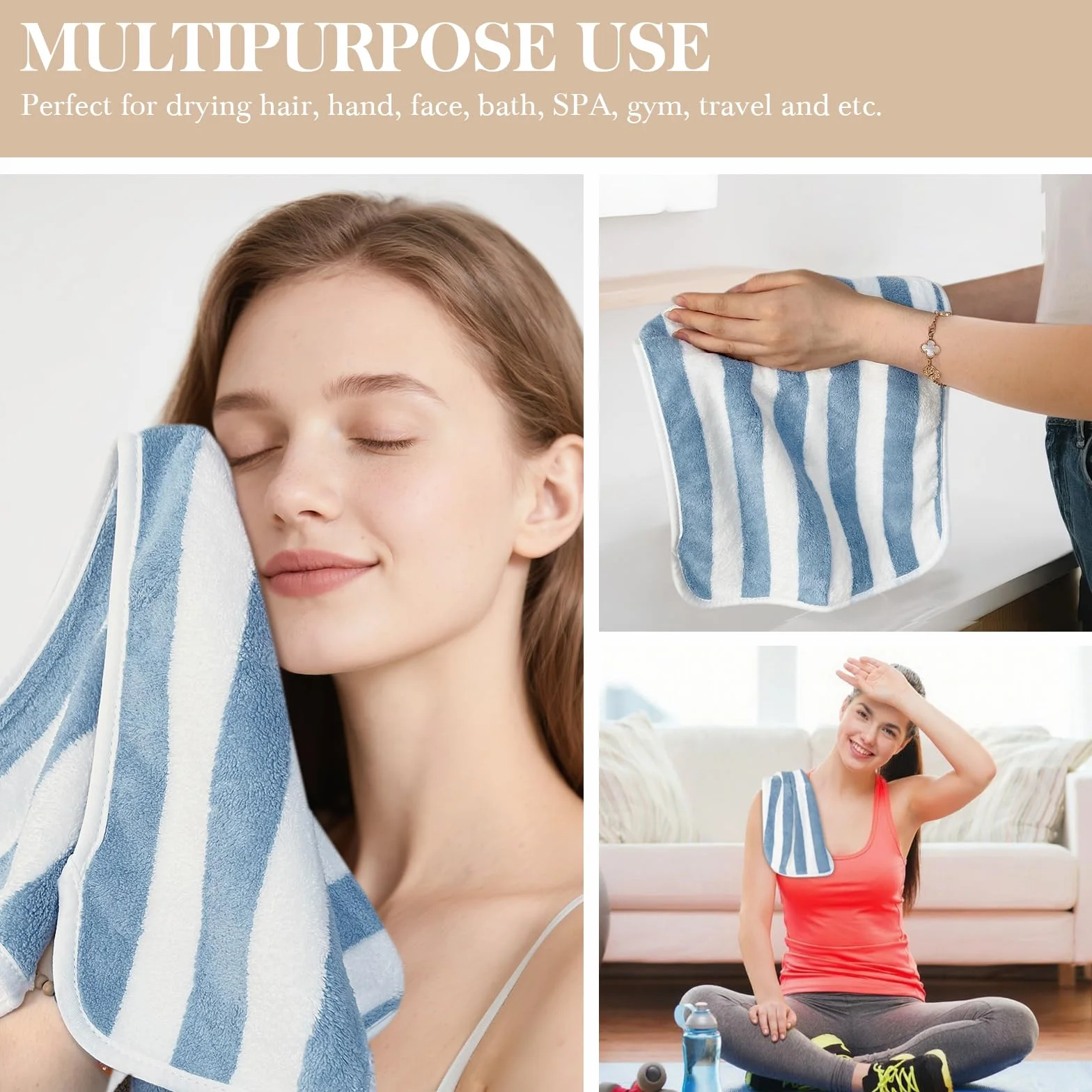 KinHwa Toallas de mano suaves de microfibra para baño, toallas absorbentes para invitados pequeños, toallas gruesas de cara de 30 cm x 50 cm, paño de secado rápido para baño, spa, gimnasio, paquete de