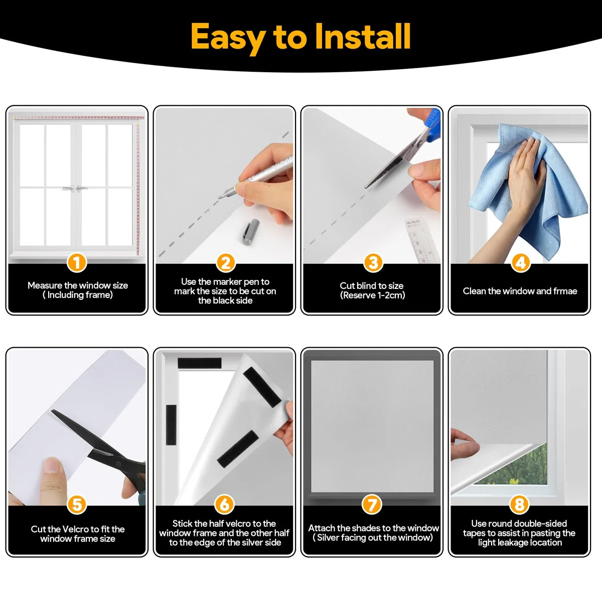 Estor Opaco sin Taladrar, 200x148cm Tela Opaca para Ventanas, Blackout Curtains Persianas Opacas Portátil con Adhesivo, Tela Foscurit Cortina Oscurecimiento Aislante Termica