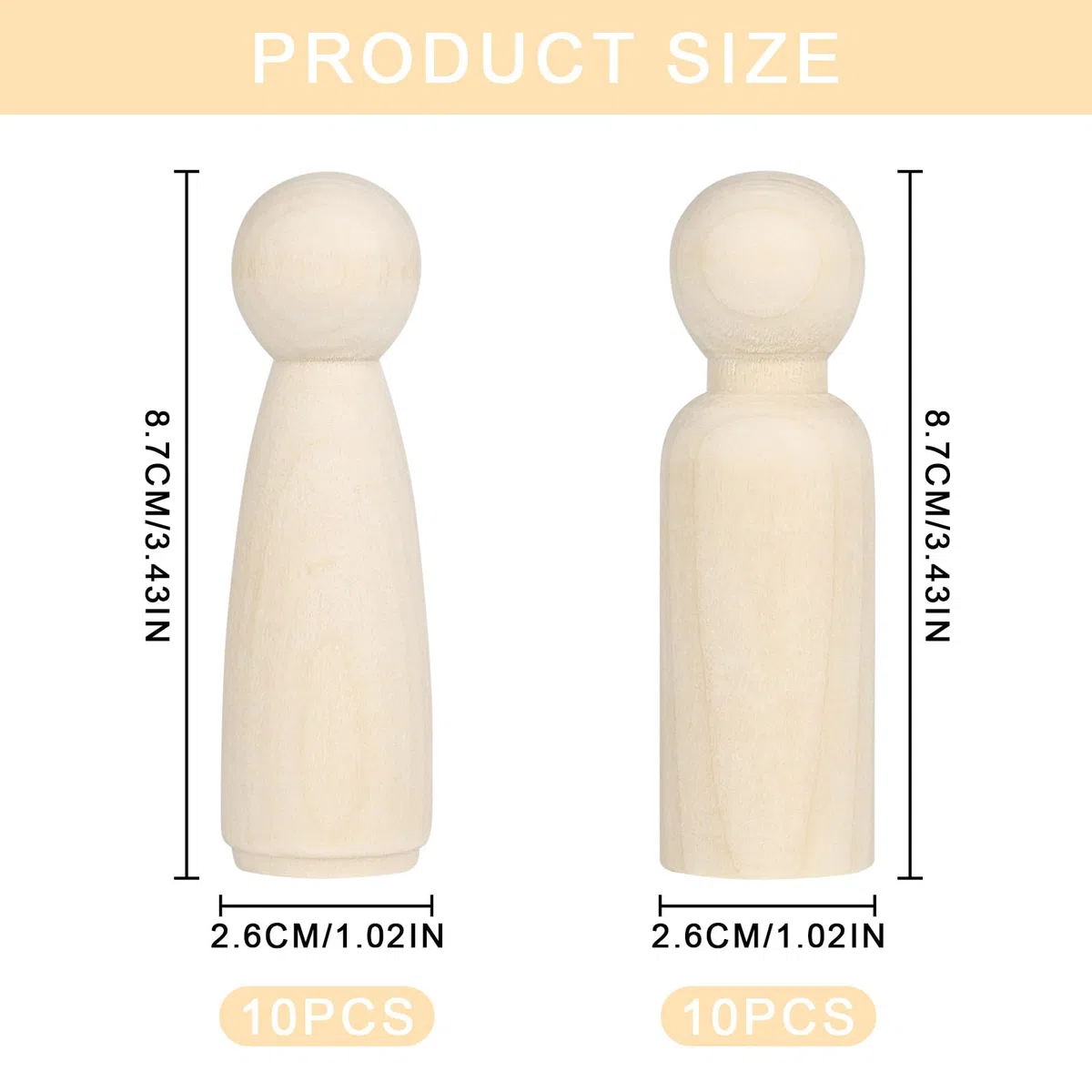 20 Piezas Grande Muñecas de Madera Peg 90 mm, Madera Manualidades, MuñEcos Madera, Natural De Pintar Para Diy DecoracióN, Manualidades, Bodas, Fiestas