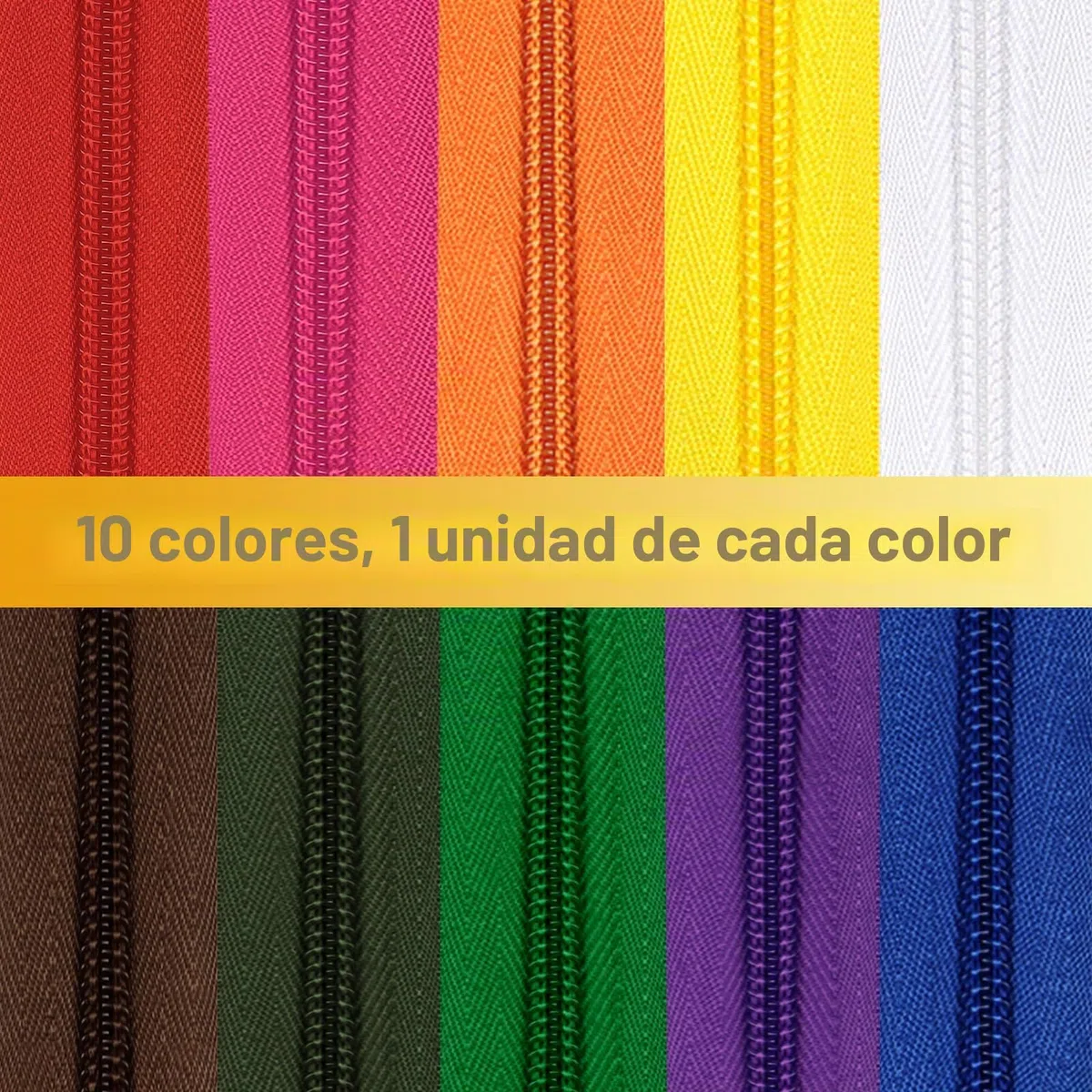 22 yardas/ 20 m 10 piezas de colores surtidos #5 Cremalleras de bobina de nailon, cremalleras de costura con cierres sin fin con 40 piezas de deslizadores de cremallera y cabezas de cremallera