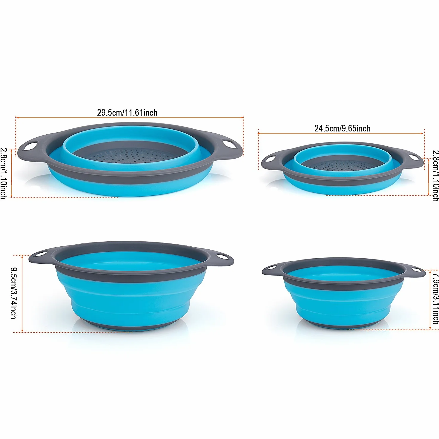 Coladores Cocina, Diealles Cocina Plegable Colador de Silicona Colador Plegable Cesta de Frutas Lavado Escurridor para Cocina Uso Doméstico(Azul)