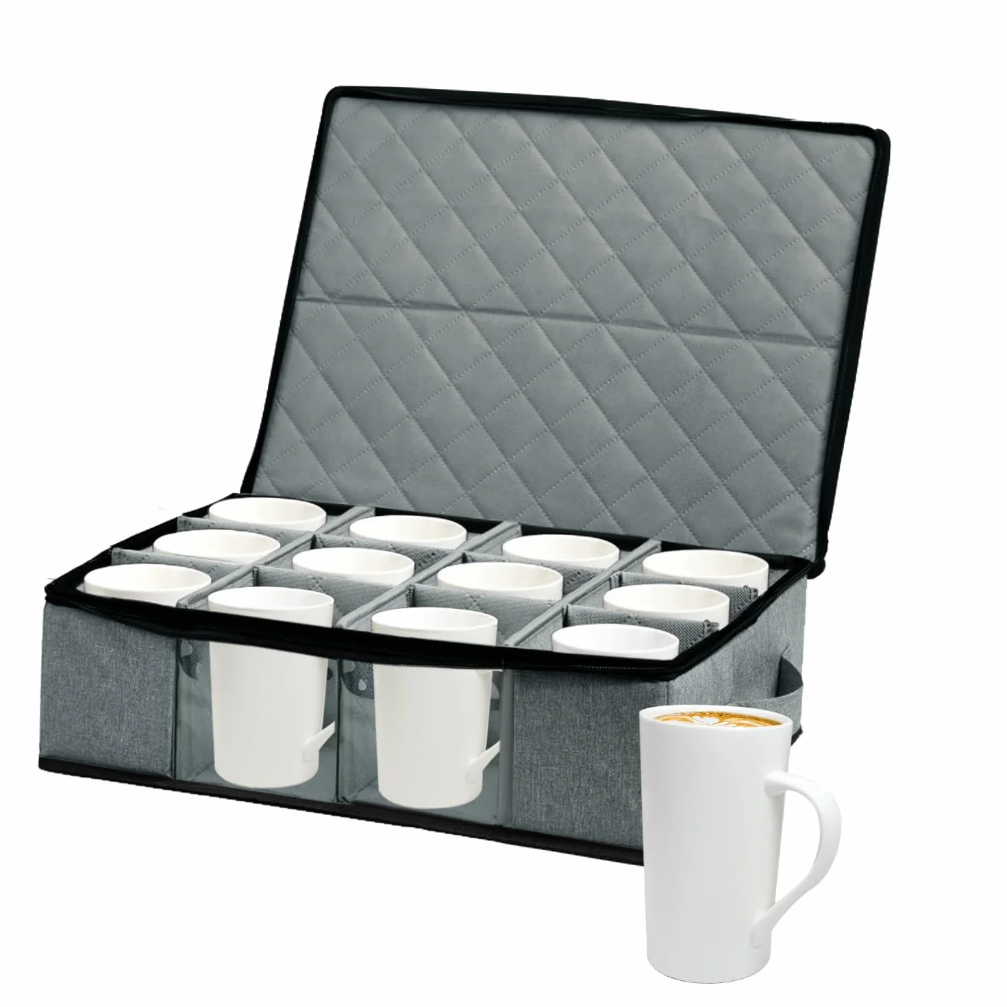 Boczif Caja de almacenamiento de tazas de café, recipiente de almacenamiento con capacidad para 12 cristalería, tazas de café y tazas de té, platos, tazas, soportes de caja de vajilla para vajilla